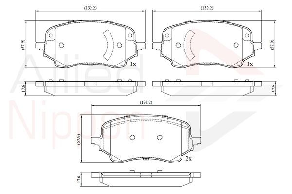 Brake Pad Set Front 132.2 mm Length Fits Ford Puma ALLIED NIPPON ADB02740
