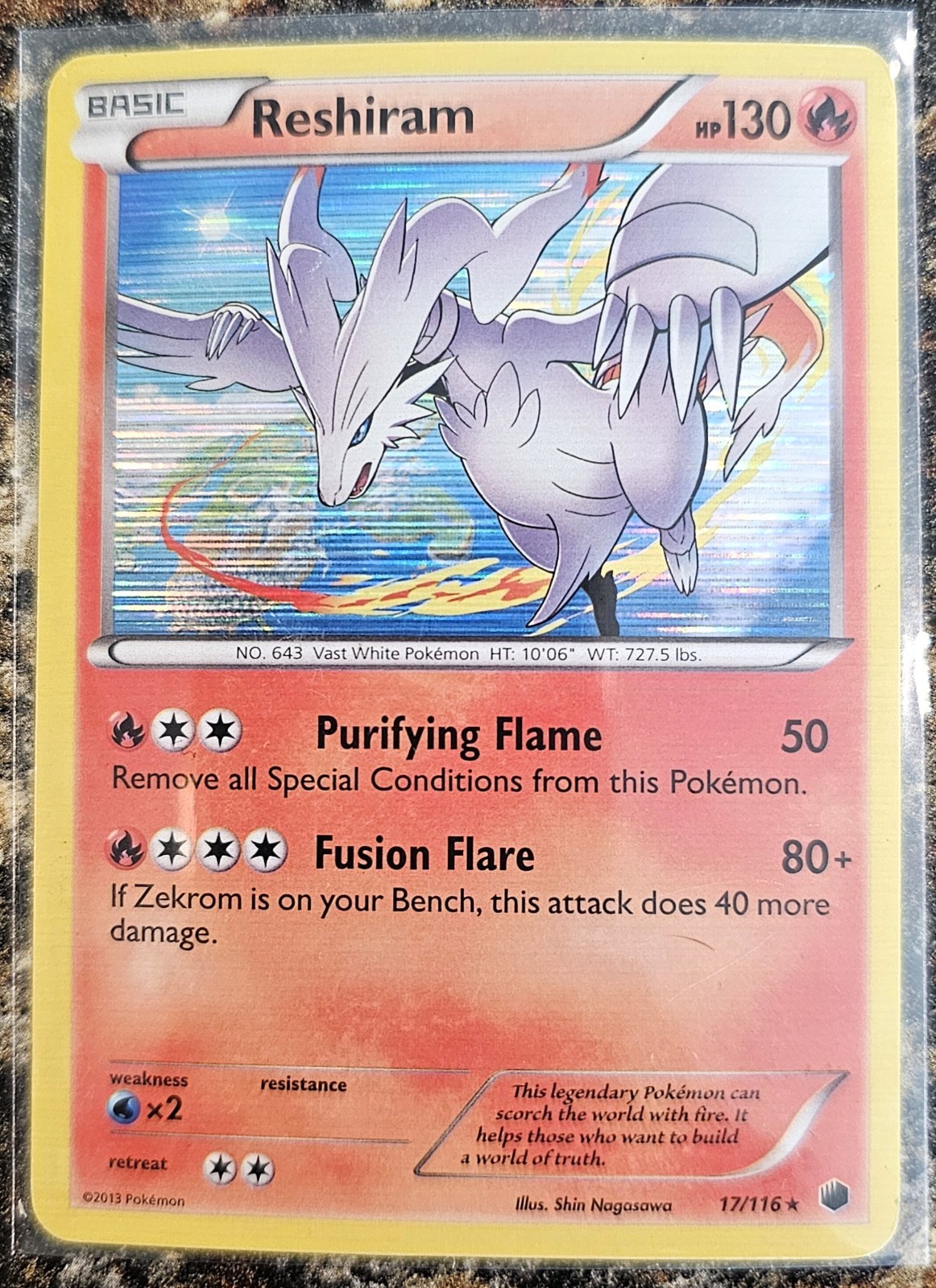 Pokemon 2013 Plasma Freeze Reshiram 17 Holo MP