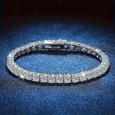 Women s Tennis Bracelet 925 Sterling Silver Moissanite Wedding Jewelry Gift