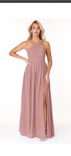 Size A12 NWT Azazie Elvira Dusty Rose Cross-Strap Chiffon Bridesmaid Dress