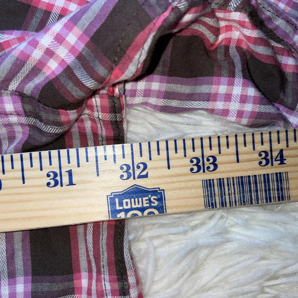 Men's Perry Ellis Red/Brown Plaid Pattern Long Sleeve Button Up Shirt 4XLT EUC - Image 3 of 4