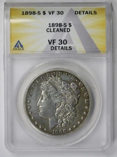 1898-S Morgan Dollar Silver $1 VF 30 Details Cleaned ANACS