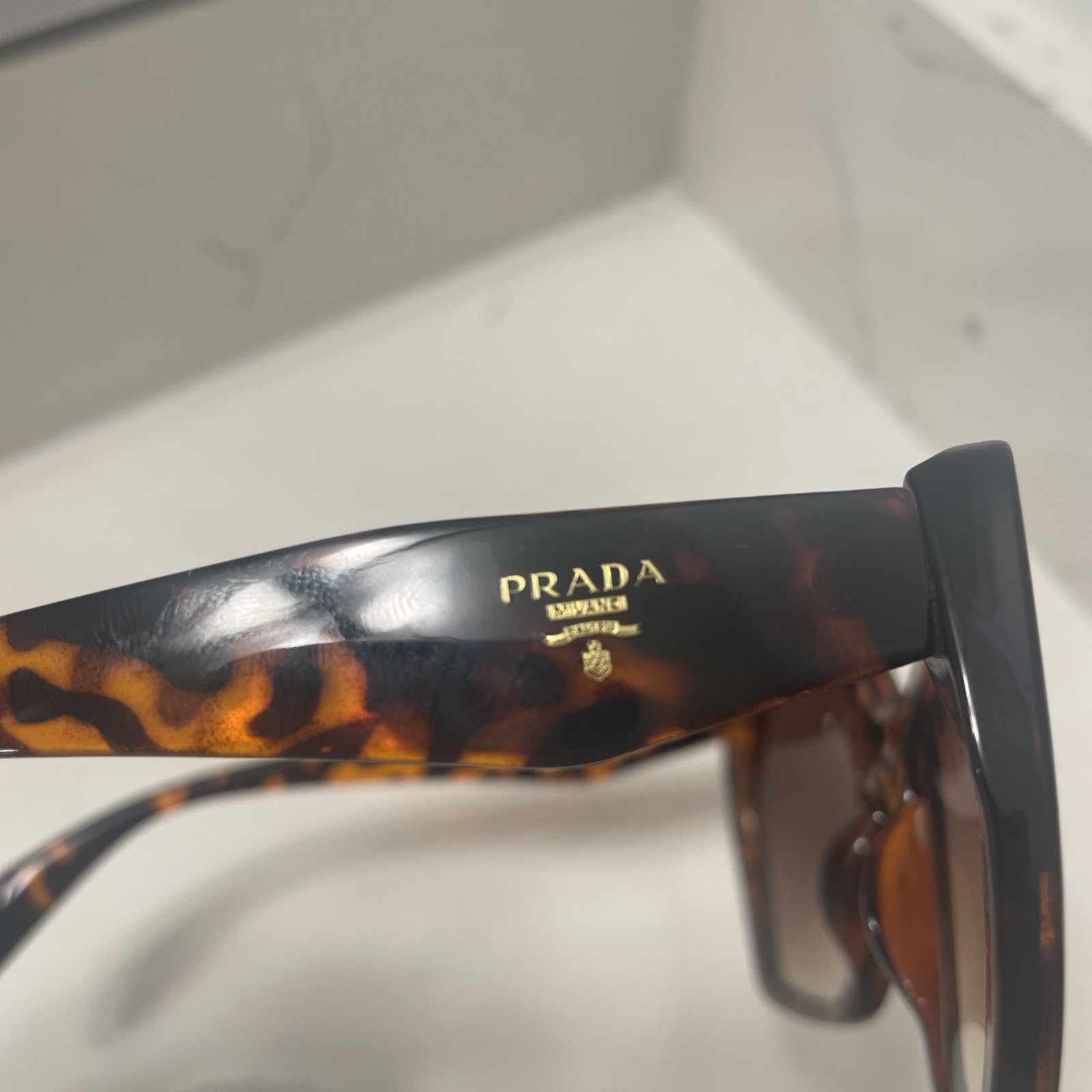 PRADA SPR 16R-F Geometric Tortoise Frame Brown Frame & Lens Authentic Italy thumbnail 5