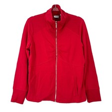 ZENERGY By CHICO'S Full Zip Jacket 1 M Red Stretch Cotton Long Sleeve EUC B84