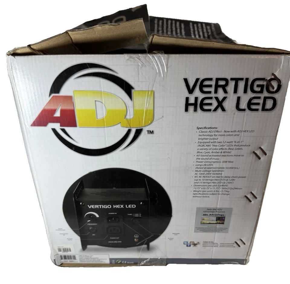 American DJ ADJ Vertigo HEX LED 2 x12 Watt 6 In 1 RGBCAW Effect Light - NEW - Image 4 of 4