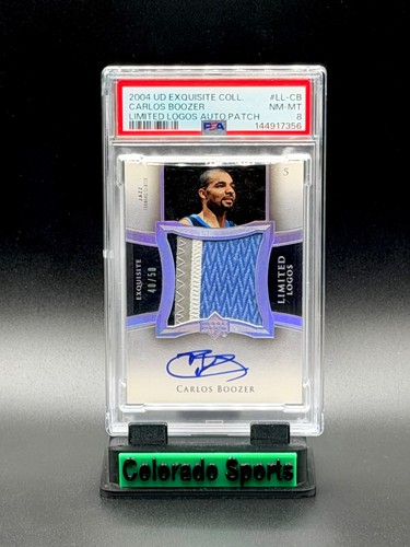 CARLOS BOOZER 2004 Exquisite Limited Logos Game-Worn Patch Autograph 40/50 PSA 8