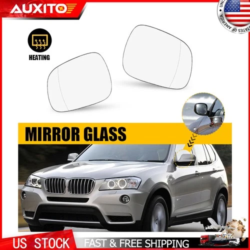 Pair LH RH Heated Side View Mirror Glass For 2011-2014 BMW X3 OE 51162991659
