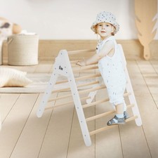 Triangle d'escalade en bois echelle Pikler pliable pour enfants blanc/naturel