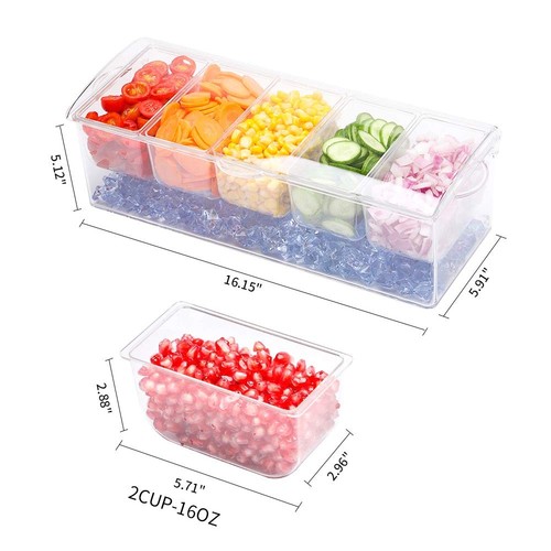 Condiment Server, Tray, ice Party Serving bar, Chilled Caddy, bar Garnish Hol... - Picture 4 of 7