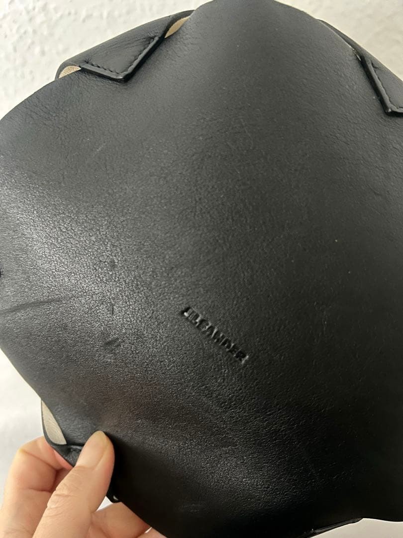 Jil Sander Leather Drawstring Bag Cylinder Bucket Puzzle Style