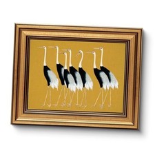 Gold Framed Vintage Wall Art for Living Room, Animals 10"L x 8"W Seven Cranes