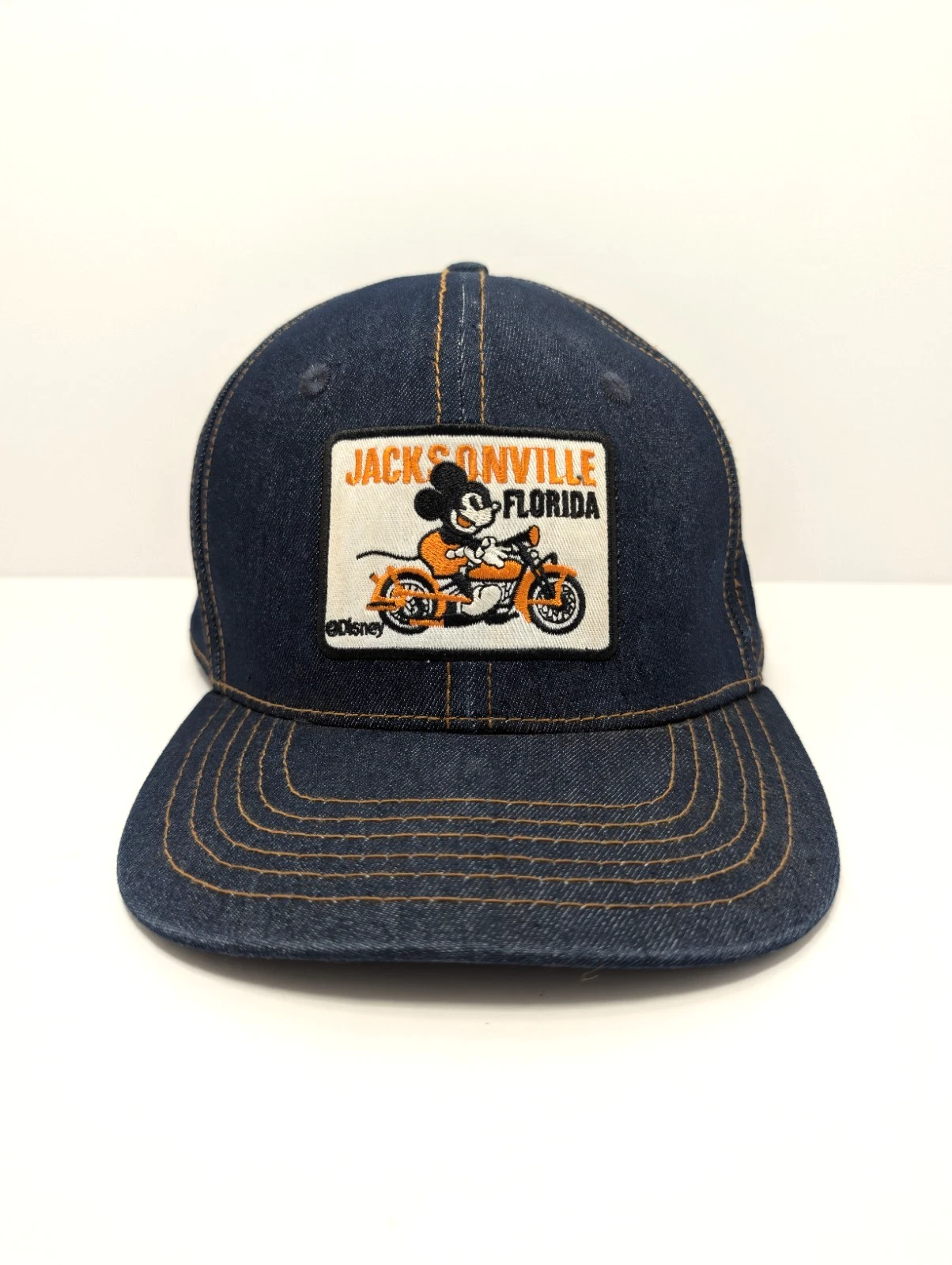 Disney Mickey Mouse Motorcycle Jacksonville Florida Denim Snapback Hat - OS