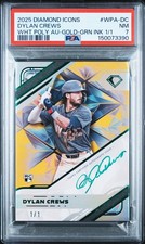 2025 TOPPS DIAMOND ICONS WHITE POLY AUTO DYLAN CREWS GOLD-GREEN INK 1/1 PSA