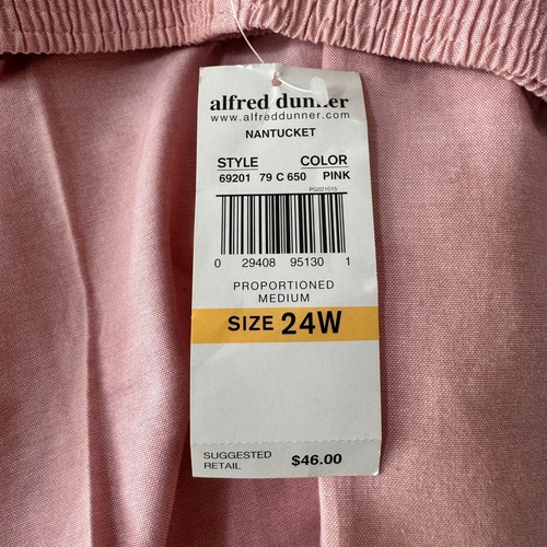 Alfred Dunner Nantucket Pink Elastic Waist Womens Pants Size 24W Pleated New - Picture 5 of 12