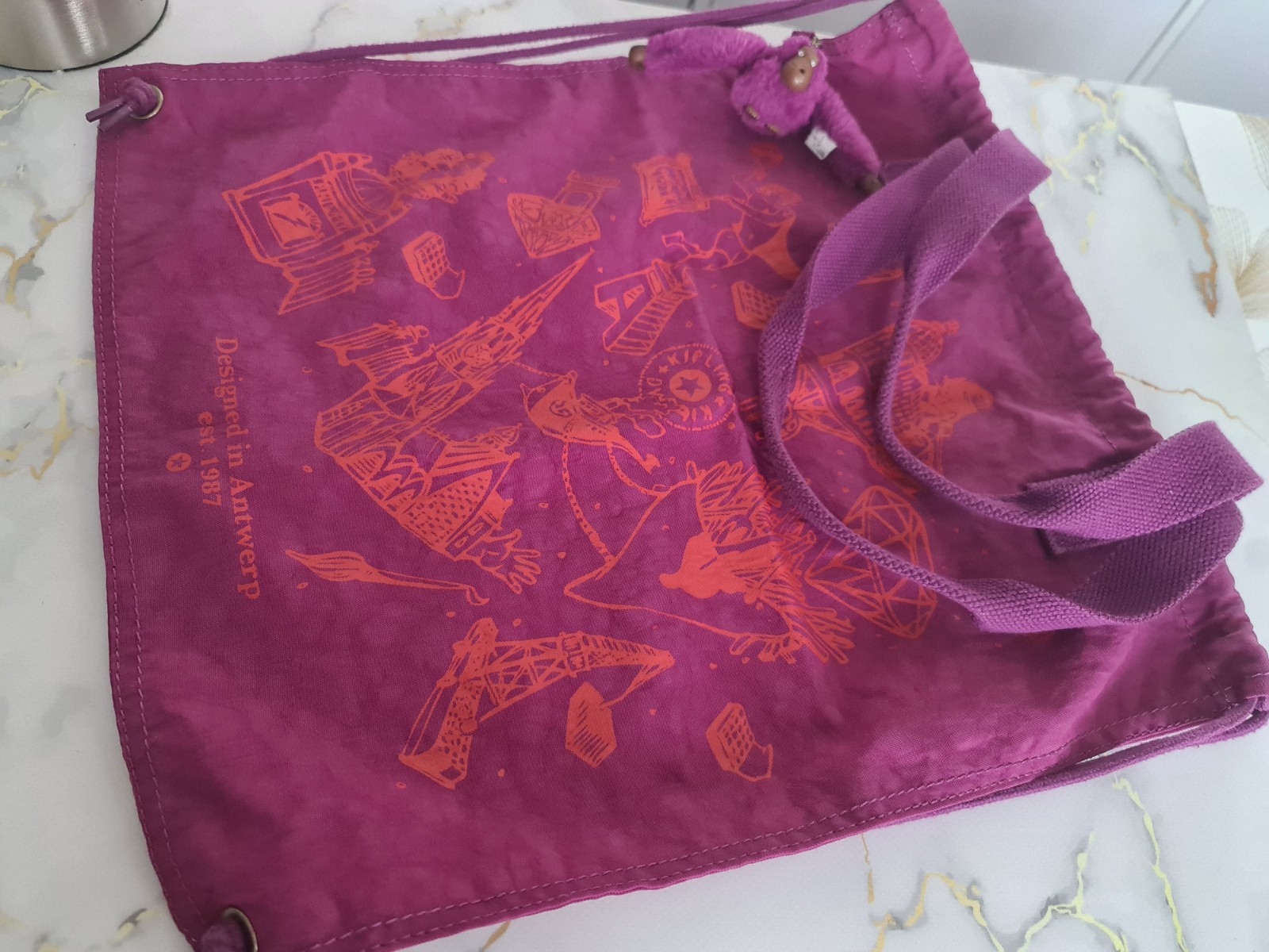 Kipling Handbag Draw String Backpack with puffy M… - image 1