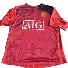 Nike Manchester United AIG Soccer Jersey Mens XL Red Black Vintage Shirt
