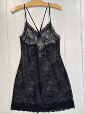 Victoria's Secret Lace Lingerie Slip Negligee Black L EUC