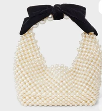 A New Day Women's Beaded  Hand held Bow  Bag Pearls 