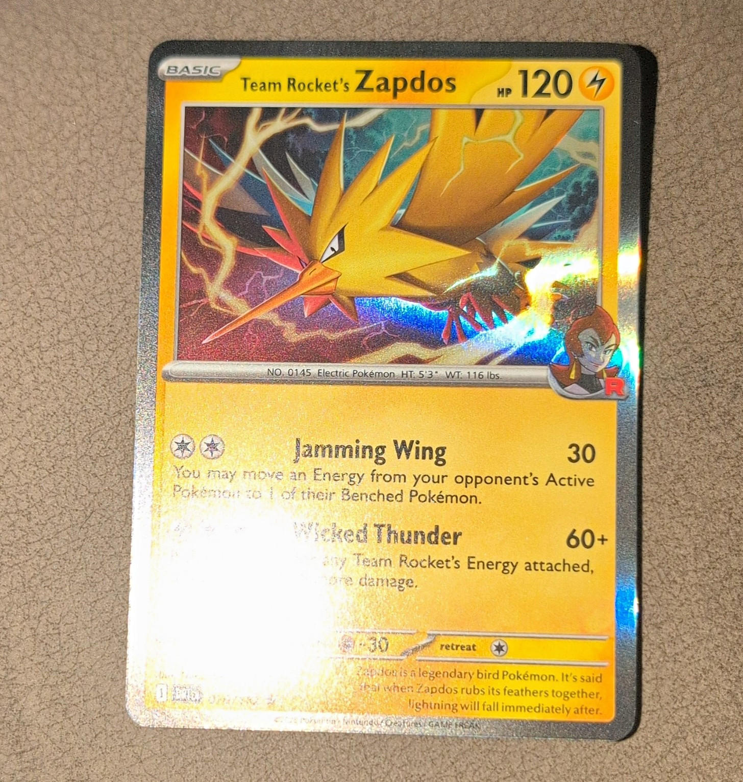 Nintendo Team Rocket's Zapdos 15/109 Team Rocket Returns Holo Rare 120 HP