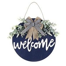 Welcome Sign for Front Door Round Wood Sign Hanging for Farmhouse porch Door