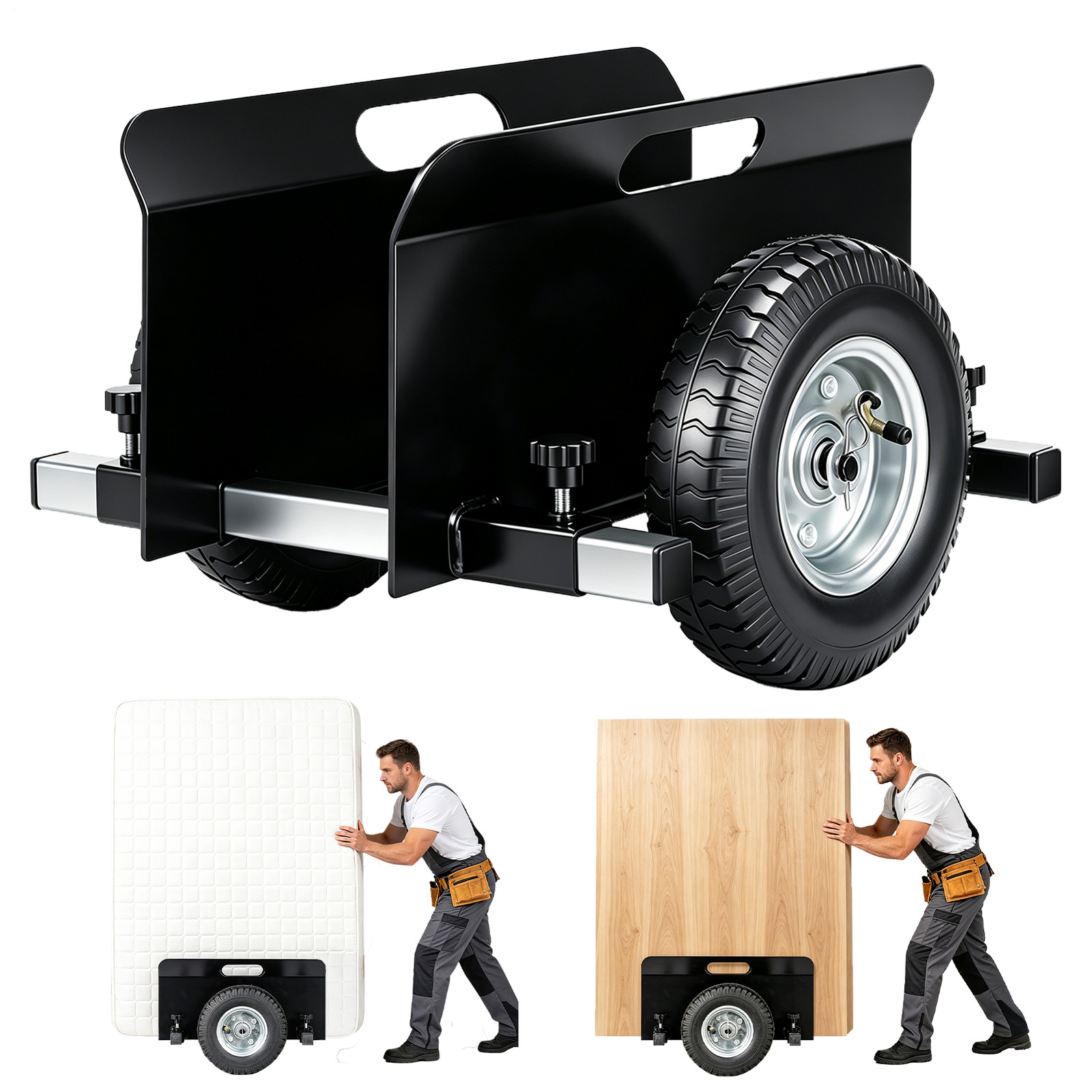 Panel Dolly 1000lbs Drywall Door Cart Dolly Adjustable Plywood Mover w/ 8" Wheel