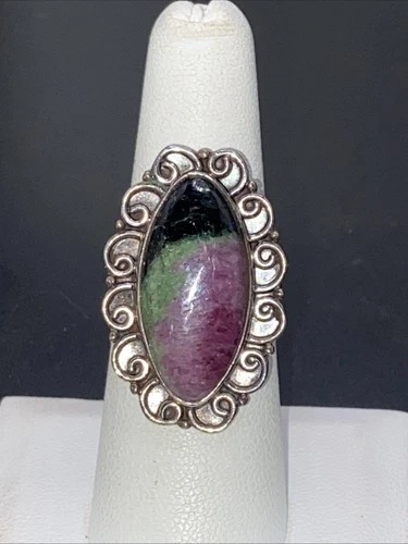 Vintage Native American Sterling Silver Jasper Ring - Size 7