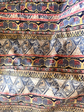 Hand Block Printed Tablecloth Table Cover 90"W x 108"L Blue Pink 100 Cotton