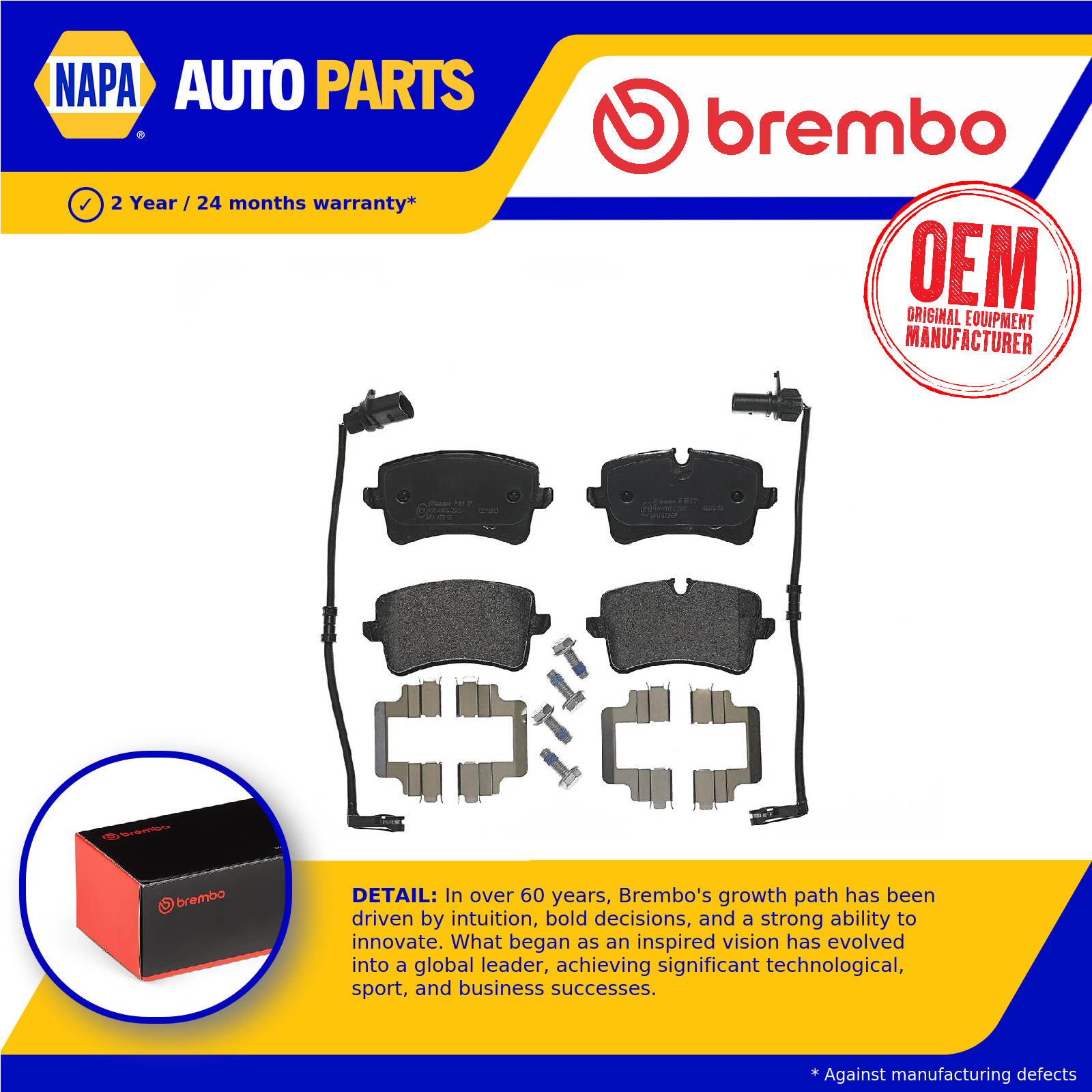 Brake Pads Set fits AUDI S4 B9 3.0 Rear 2016 on CWGD Brembo 4H0698451A Quality