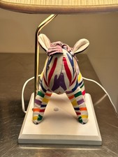 Childs room Zebra lamp. Multi colored, Cloth 18inches high, 10 inch base