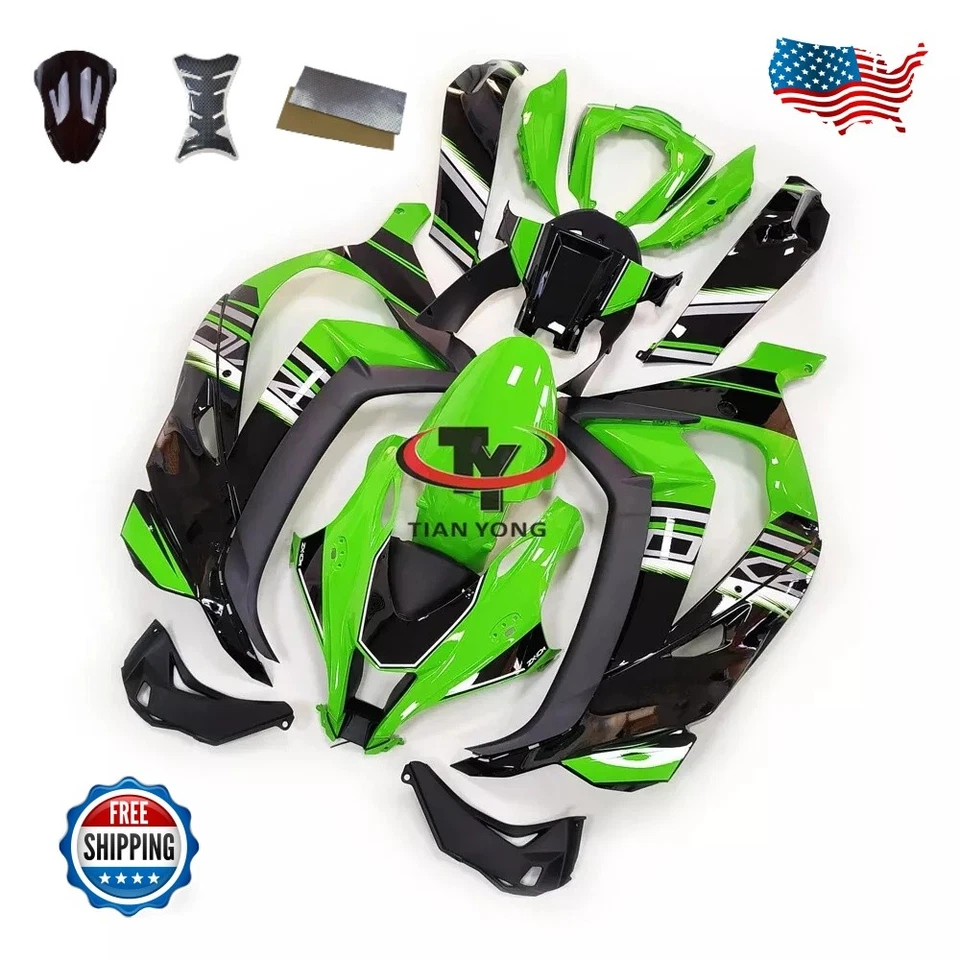 Plastic Bodywork for Kawasaki Ninja ZX10R 2016 - 2020 ABS Fairings Green Black Foto 4 de 4