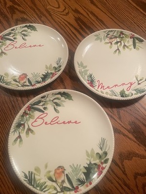 Better Homes & Gardens WINTER BOTANICAL MERRY & BELIEVE Salad Plate Set of 3 