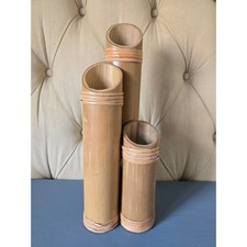 Vintage Bamboo Umbrella Stand Floor Vase Mid Century Asian Bamboo Holder Decor