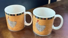 Set of 2 Brandon House Chicken Yellow Sakura Country Quartet Rooster Coffee Cup