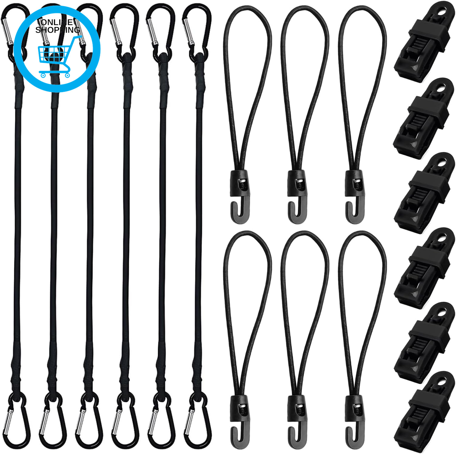 Bungee Cords with Hooks,30Cm Bungee Cords with Carabiner Hooks,Bungee Cords 20Cm