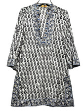 Tory Burch Women's XS White Cotton Floral Tunic Blouse (C3)