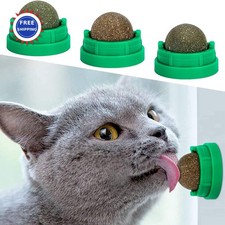 Catnip Balls 3 Pack Edible Kitty Toys for Cats Wall Chew Treats Dental SINROBO