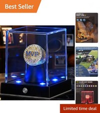 Cordless LED Championship Ring Display Case, Clear Acrylic Single Ring Holder...