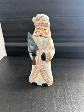 PRIMATIVE FOLK ART HAND CARVED AND PAINTED SANTA 8" TALL