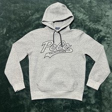 Polo Ralph Lauren Hoodie Sweatshirt Gray Fleece Double-Knit Men's Small