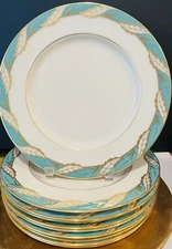 Lenox Bellevue Sea-Green (P-524-247) Lenox Gold Leaves Sea Green Band, Set 6