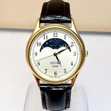 Orologio uomo SEIKO V5356B70 oro fasi lunari quarzo classico nuovo