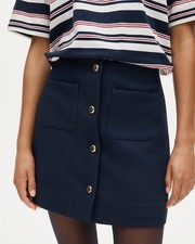 J.Crew Size 10 Fairfax mini button-front skirt in four-season stretch navy