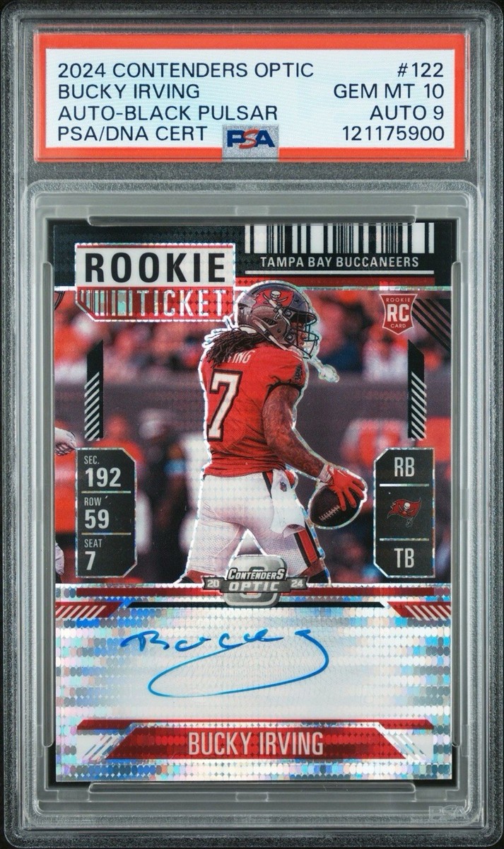 2024 Contenders Optic Football Bucky Irving Black Pulsar Auto /8