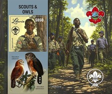 SCOUTS & OWLS Scouting/Birds of Prey/Scout MNH 1v-Stamp Sheet #167 2023 Liberia