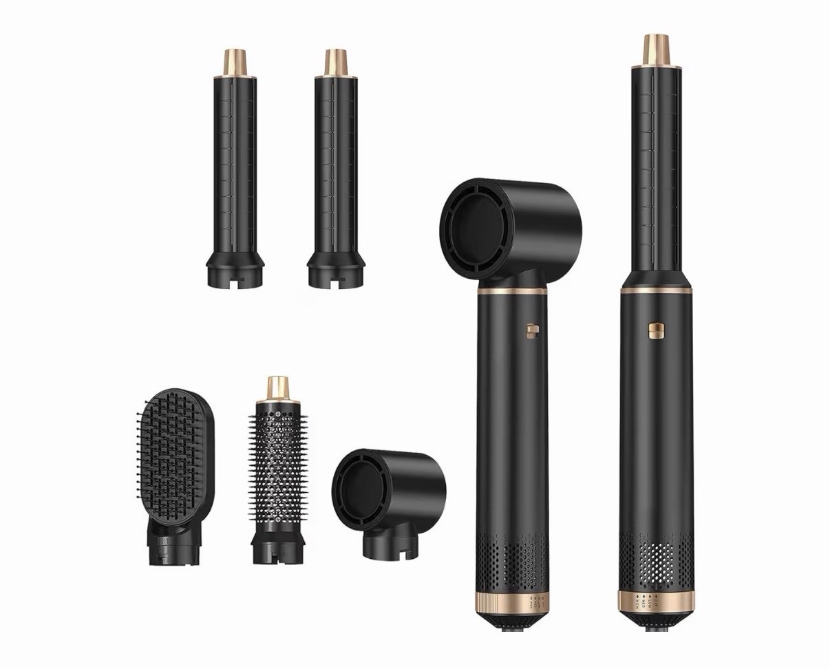 DRYHSIP 5 in 1 Hot Air Brush Hair Dryer Styler Set 32.4mm Curling Barrels Kit