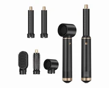 DRYHSIP 5 in 1 Hot Air Brush Hair Dryer Styler Set 32.4mm Curling Barrels Kit
