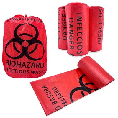 Biohazard Waste Bags 100 Count 24.4in, 10-Gallon Safe Infectious Waste Dispos...