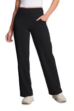 Petite Women's Wide Leg Yoga Pants with Pockets High Rise Stretch Travel Casu...