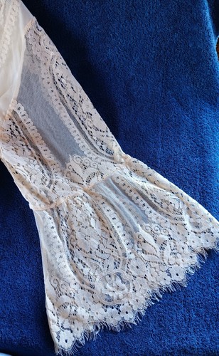 Pinup Fashion Dress NWT Plus Ivory Lace Full Length Maxi GOWN Bell Sleeve 26 - Picture 3 of 22