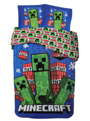 Minecraft Creeper TNT Bettwäsche Set 2 tlg 135 x 200 cm 100% Baumwolle